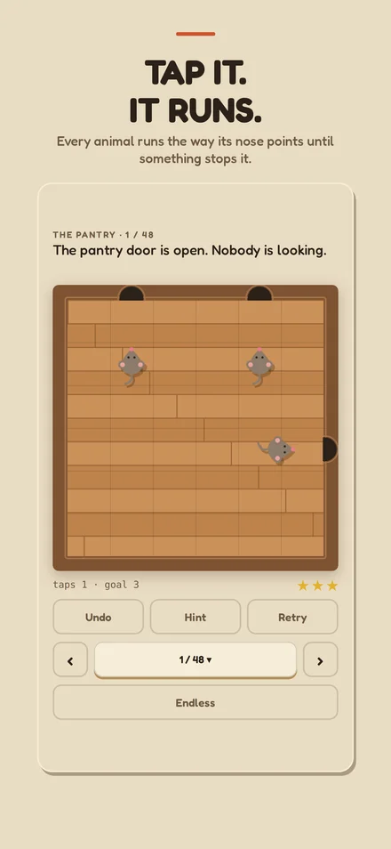 Everybody Out walkthrough — tap an animal and it runs
