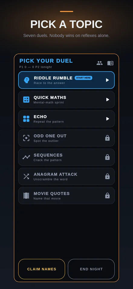 Picking a duel type in Rival Brains