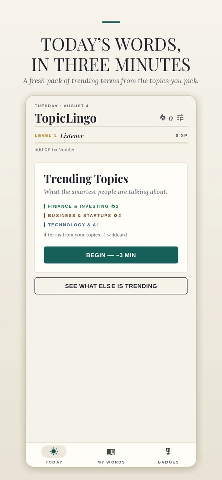 TopicLingo daily pack of trending terms